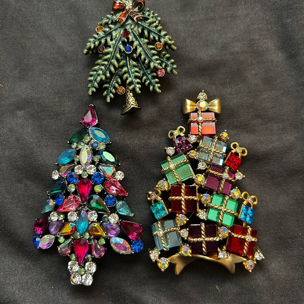Avon Multicolor Crystal Brooch Trio